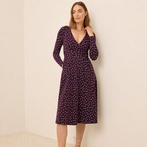 NWOT Pact Women's Berry Polka Dot Fit & Flare Wrap Dress XL